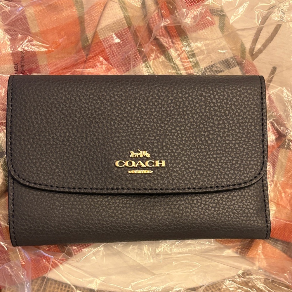 Coach Midnight Blue Envelope Leather Wallet